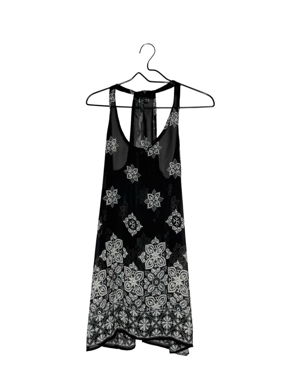 Portocruz Black White Floral
Boho Swing Tank‎ Top Sheer Racerback Beach Cover Up